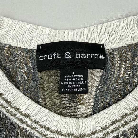 Vtg Croft & Barrow Textured Cosby Knit Sweater Sz Large Y2K Crazy Knit B1 - Picture 3 of 7